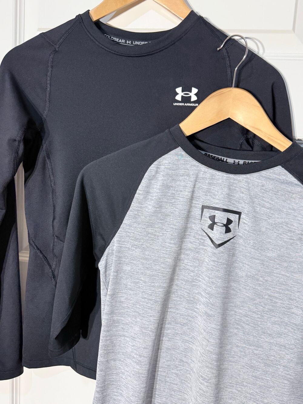Lot of 2 Under Armour Baseball Heatgear/Coldgear Shirts, Youth Large
